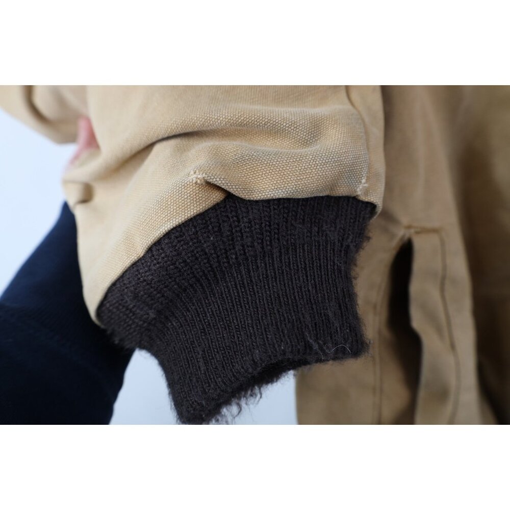 Vtg 90s Y2K Streetwear Mens XL Quilted Canvas Hooded Bomber Jacket Duck Brown - Picture 11 of 16